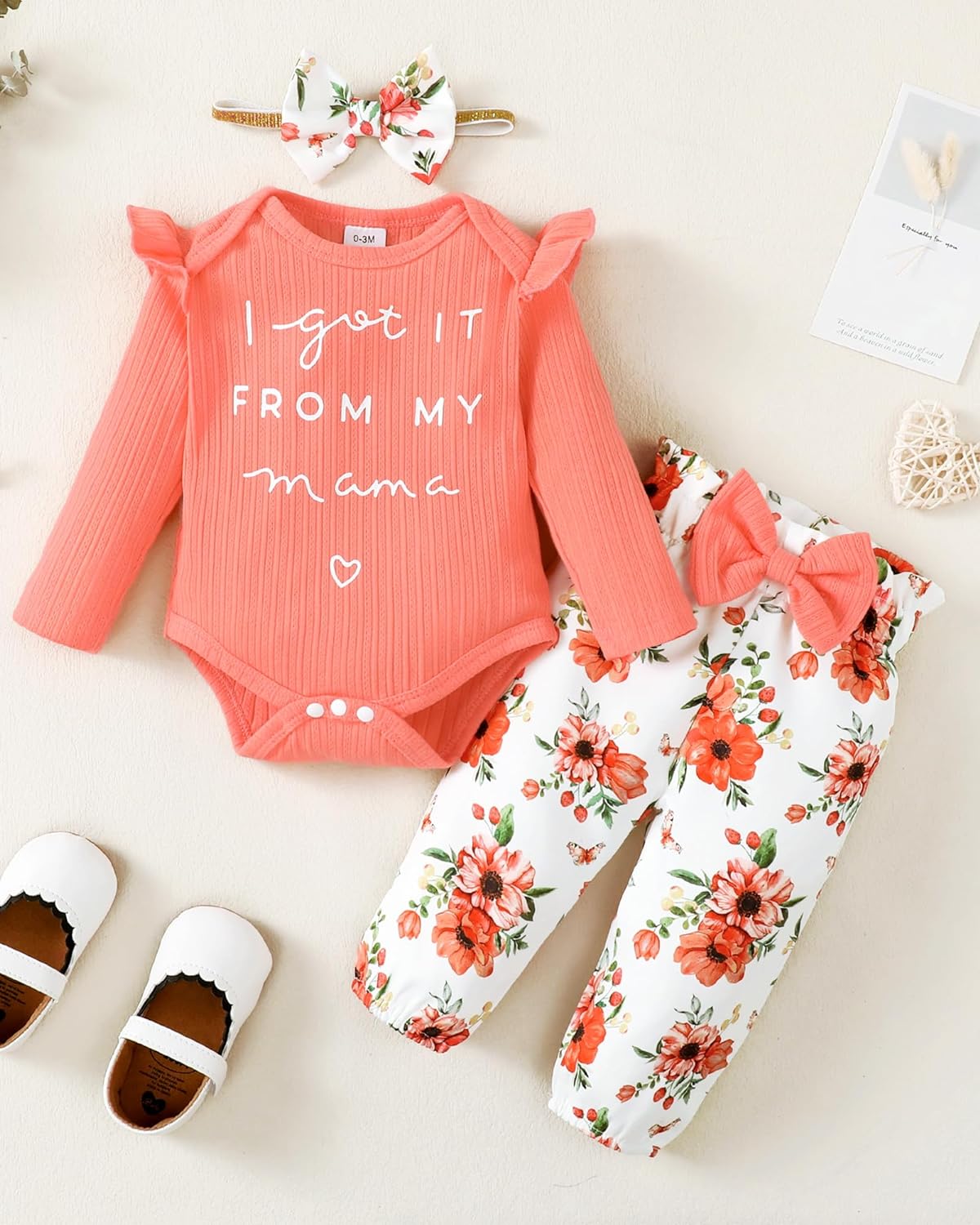 Newborn Baby Girl Clothes Infant Outifts Long Sleeve Romper Floral Pant Set Fall Winter Baby Girl Clothes - Image 2